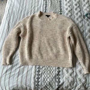 NWT J Crew Marled cotton-blend crewneck sweater, beige/white size M